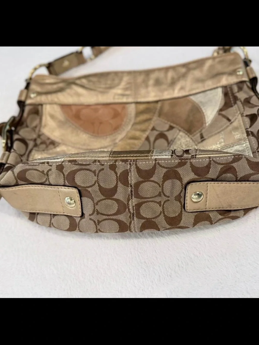 Coach Metallic Gold Patchwork Hobo Bag